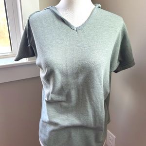 Harmony & Balance Short Sleeve Hooded Sweatshirt - Sage Size Small